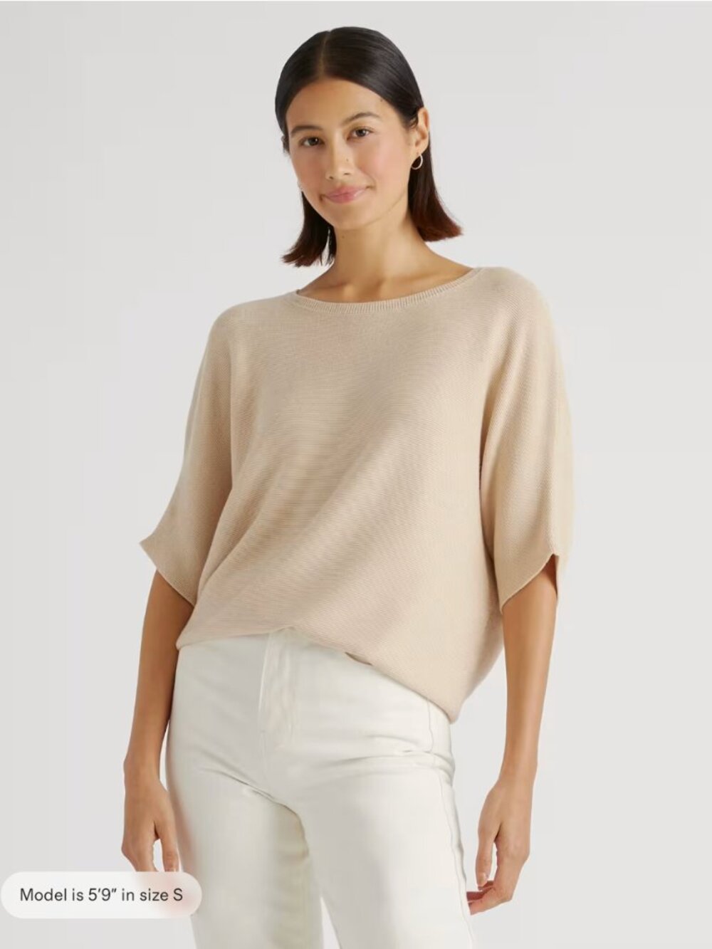 Quince Lightweight Cotton Cashmere Link-Stitch Dolman Sweater